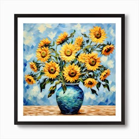 Van Gogh style, Vase with Sunflowers Art Print