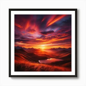 Sunset In The Mountains 1 Art Print