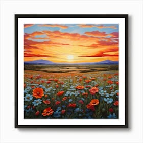 Field Of Wild Flowers As Far As The Eye Can See Art Print