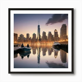 New York City Skyline At Dusk Art Print