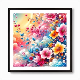 Colorful Flowers In The Sky Art Print