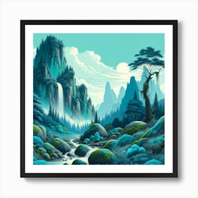 Paradise with Teal Moss Art Print