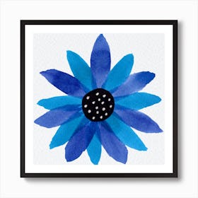 Navy Blue Floral Polka Dot Center Copy Art Print