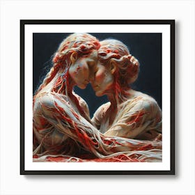 Two Women Kissing Art Print