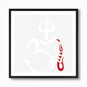 Om Ganesha And Lord Shiva Divine Trident Trishul Art Print