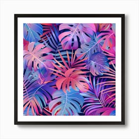 Tropical Leaves Seamless Pattern 19 Art Print