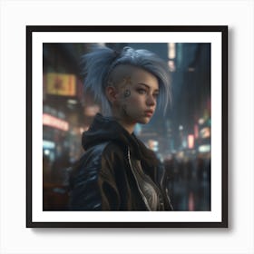 Cyber Girl looking over the city Art Print
