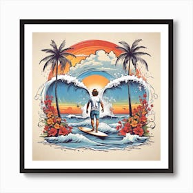 Surfer On A Wave Art Print