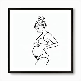 Serenity In Expectation Minimalist Line Drawing Of A Pregnant Woman (1) Art Print