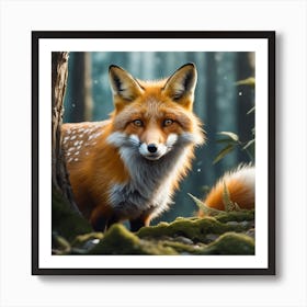 Red Fox In The Forest 47 Art Print