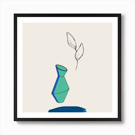 Vase And A Leaf Art Print