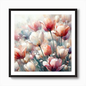 Tulips In The Garden Art Print