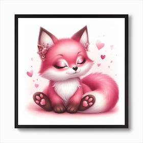 Fox Valentine's day Art Print