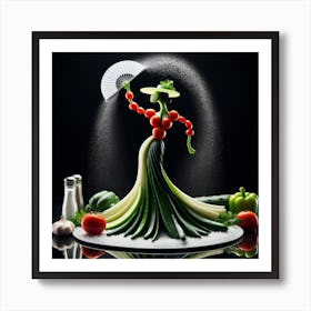 Woman Dressed In Vegetables Art Print