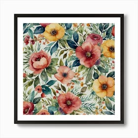 Watercolor Flowers Art Print