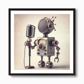 Robot With Microphone Art Print