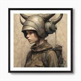 Girl With Horns gaming Art Print