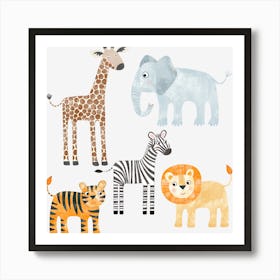 Baby Safari Animals Art Print