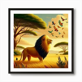 Lion In The Savannah 39 Art Print