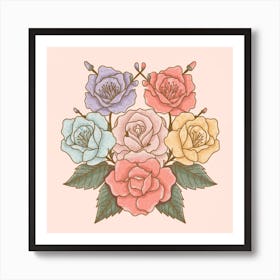 Watercolor Roses Art Print