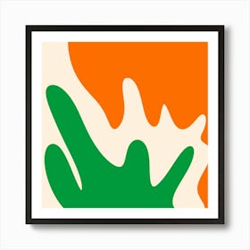 Abstract modern shapes orange and green Art Print