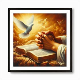 Prayer With Doves Art Print