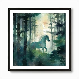 Horse In The Forest Art Print