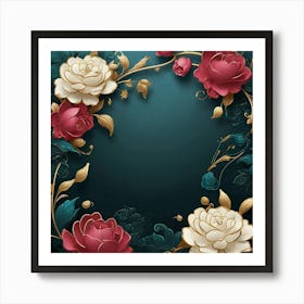 Frame With Roses Art Print