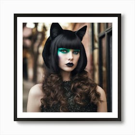 Cat Woman Art Print