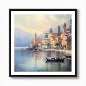 AI Ethereal Coastline: Monet's Palette Art Print