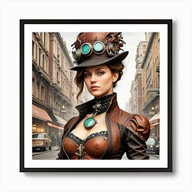 Steampunk Women's Street Fashion Cubism Style Art Print