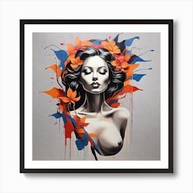 Woman With Flowers #2 Art Print Art Print