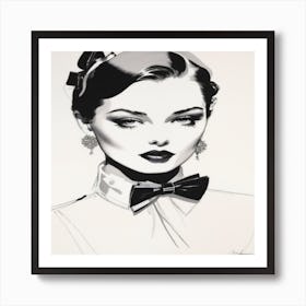 Lady In Black And White Art Print