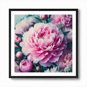 Large pink Peony flower 1 Art Print