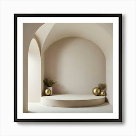 Empty Room With Gold Vases Art Print