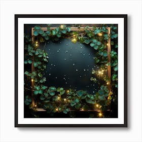 Frame With Eucalyptus Leaves On Dark Background Art Print