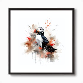 Puffin With Vibrant Ink Splash Effect Art Print