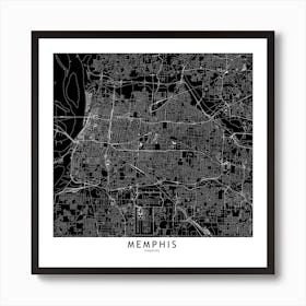 Memphis Black And White Map Square Póster