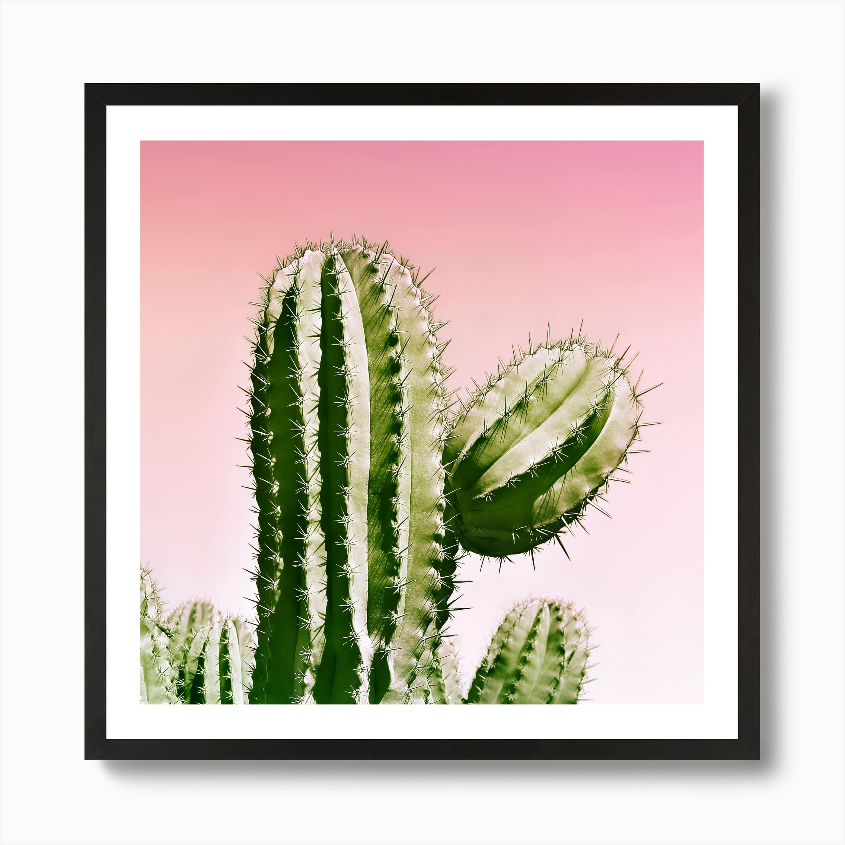Art print POSTER CANVAS Green Cactus and Yellow Wall