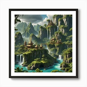 Waterfalls In The Jungle Art Print