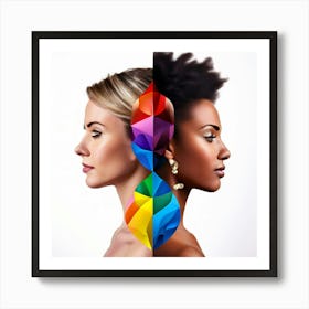 Two Women With Rainbow Colored Hair Art Print