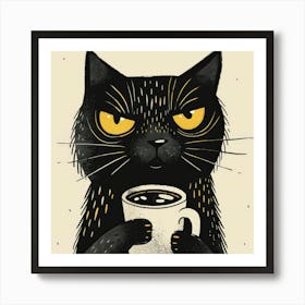 Cat With A Cup Of Coffee 2 Art Print