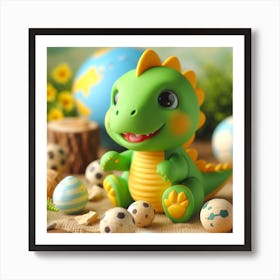 Yellow baby dinosaur 3 Art Print