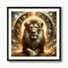 Regal Echoes of Leo: A Surreal Astrological Vision Poster