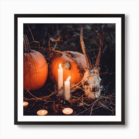 Halloween Pumpkins And Candles Art Print