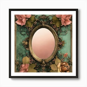 Mirror With Roses Art Print