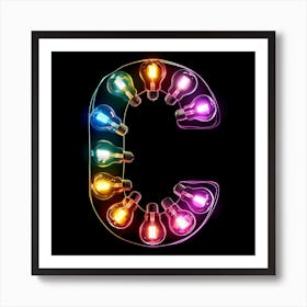 Letter C made of LIght Bulb Art Print