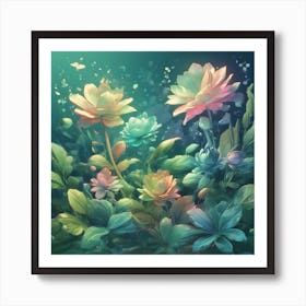 Iillustration, Fantasy Flowers Splash Art Print