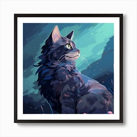 Cat In The Night Sky Art Print