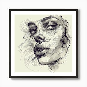 Womans Face Hand Drawn Sketch Illustra Art Print